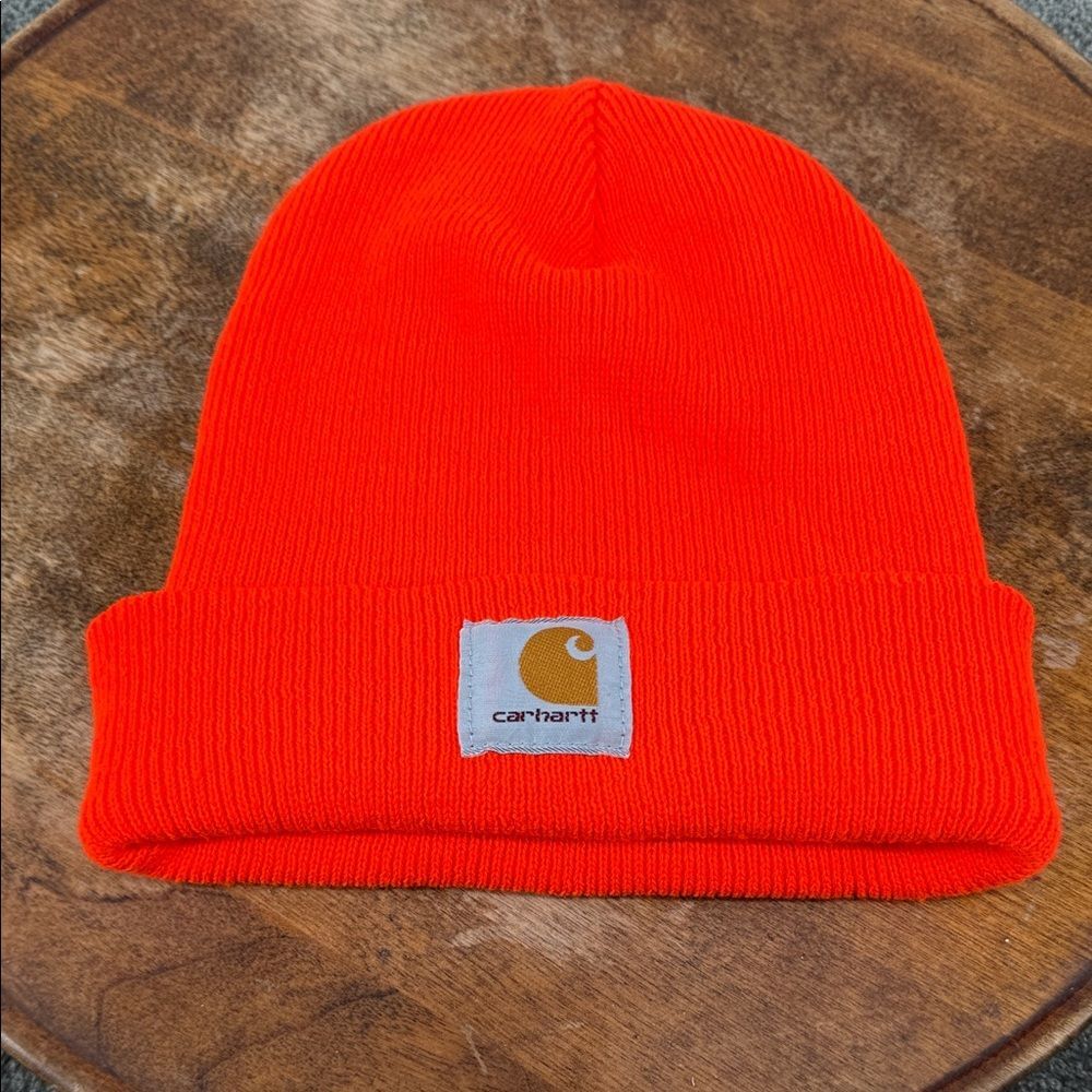 Carhartt Hat Adult One Size Neon Vibrant Orange Beanie Winter Snow
